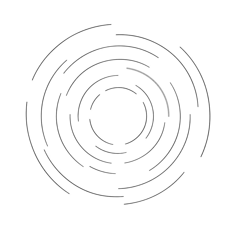 Ink drawing of concentric arcs like a progress chart